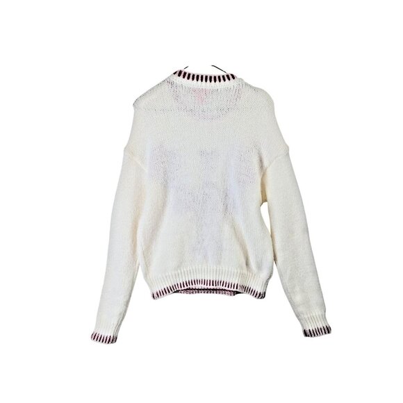 Coco and Shay size L Red and Cream Lobster Design Crew Neck Sweater Beachy Sea - Picture 12 of 14